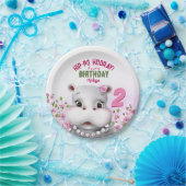 Assiettes En Carton Hippo rose florale fille anniversaire (Fête)