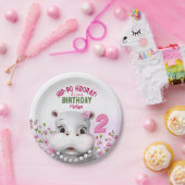 Assiettes En Carton Hippo rose florale fille anniversaire (Fête)