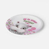 Assiettes En Carton Hippo rose florale fille anniversaire (Angle)