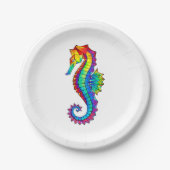 Assiettes En Carton Hippocampe polygonal arc-en-ciel (Devant)