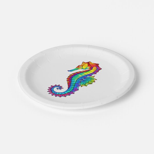 Assiettes En Carton Hippocampe polygonal arc-en-ciel (Angle)