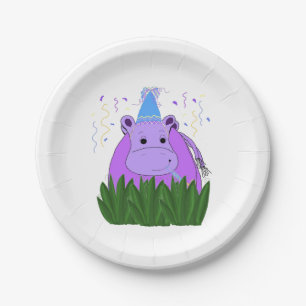 Assiettes En Carton Hippopotame dans l'herbe