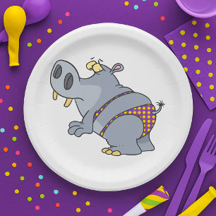 Assiettes En Carton Hippopotame En Bikini