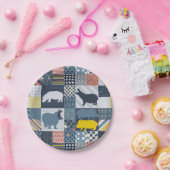 Assiettes En Carton Hippopotame Faux-Piqué (Fête)