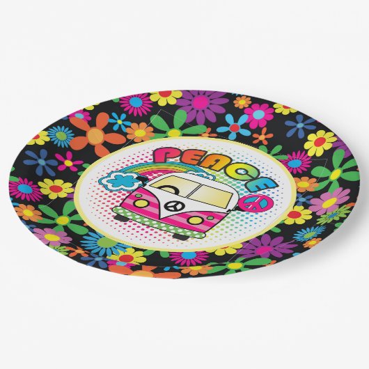 Assiettes En Carton Hippy pacifique (Angle)