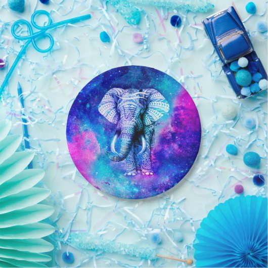Assiettes En Carton Hipster Elephant Nebula Espace (Fête)