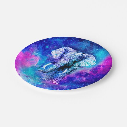 Assiettes En Carton Hipster Elephant Nebula Espace (Angle)
