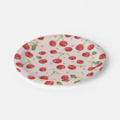Assiettes En Carton Hipster, rétro, cerise, motif, rouge, rose, pâle, (Angle)