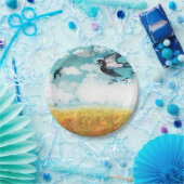 Assiettes En Carton Hirondelles survolant le champ de blé (Fête)