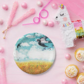 Assiettes En Carton Hirondelles survolant le champ de blé (Fête)