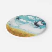 Assiettes En Carton Hirondelles survolant le champ de blé (Angle)