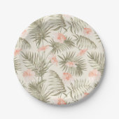 Assiettes En Carton Hisbiscus Tropical Palm Tree Motif (Devant)