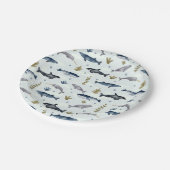 Assiettes En Carton Histoire de la baleine d'aquarelle (Angle)