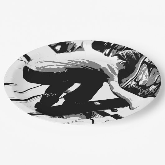 Assiettes En Carton Hitting the Ramp - Skateboarder (Angle)