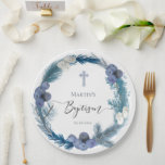 Assiettes En Carton hiver Baptême bleu couronne Plaques en papier<br><div class="desc">hiver Plaques papier Baptême</div>