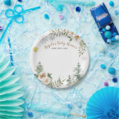 Assiettes En Carton Hiver Blanc Floral Pine Arbres Plaques en papier (Fête)