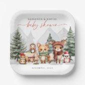 Assiettes En Carton Hiver Bois Bébé Animaux (Recto)