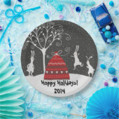 Assiettes En Carton Hiver Bunny Hoppy Vacances Plaque en papier (Fête)