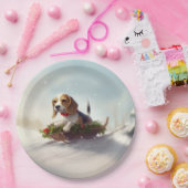 Assiettes En Carton hiver de neige de Noël beagle (Fête)