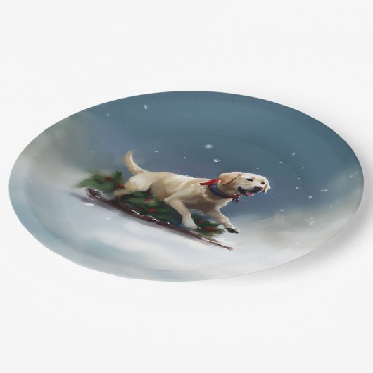 Assiettes En Carton hiver de Noël du Labrador (Angle)