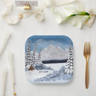 Assiettes En Carton Hiver enneigé