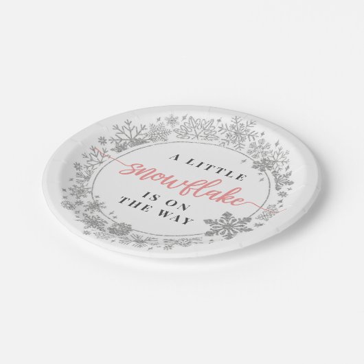 Assiettes En Carton Hiver Flocon de neige Baby shower Plaques de papie (Angle)