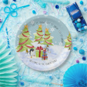 Assiettes En Carton Hiver Laisser neiger Noël Arbres Penguin Nom (Fête)