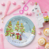 Assiettes En Carton Hiver Laisser neiger Noël Arbres Penguin Nom (Fête)
