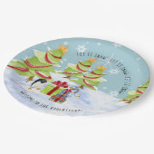 Assiettes En Carton Hiver Laisser neiger Noël Arbres Penguin Nom (Angle)