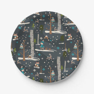 Assiettes En Carton Hiver l'Woodland