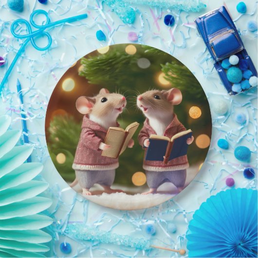 Assiettes En Carton Hiver Mice chanter des chansons Plaques en papier (Fête)