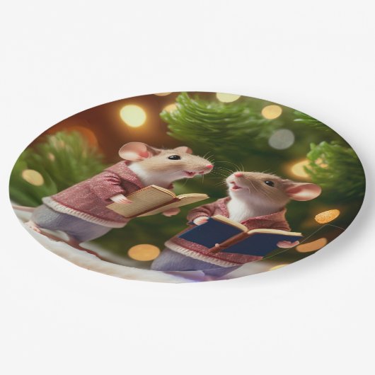 Assiettes En Carton Hiver Mice chanter des chansons Plaques en papier (Angle)