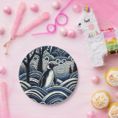 Assiettes En Carton Hiver Midnight Blue Forêt Abstraite (Fête)