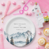 Assiettes En Carton Hiver Montagnes Pine Tree Mariage (Fête)