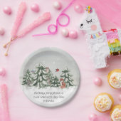 Assiettes En Carton Hiver Neige Bois Animaux Amis Fox Rabbit  (Fête)