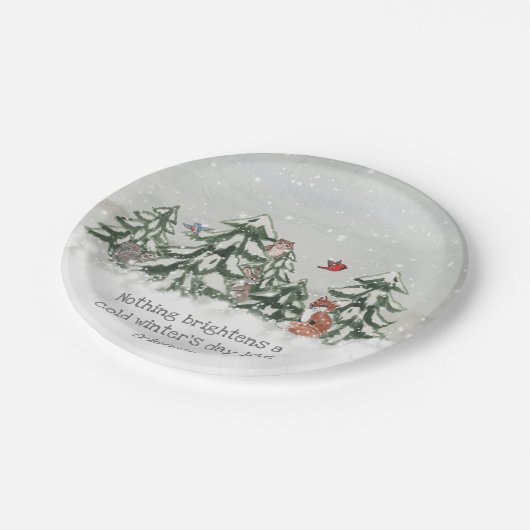 Assiettes En Carton Hiver Neige Bois Animaux Amis Fox Rabbit (Angle)