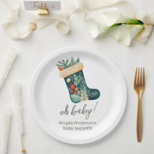 Assiettes En Carton Hiver Oh bébé Noël Baby shower de stockage