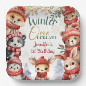 Assiettes En Carton Hiver ONE derland Animaux Noël 1er anniversaire (Recto)