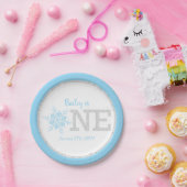 Assiettes En Carton Hiver ONE derland Blue Silver 1er Anniversaire (Fête)