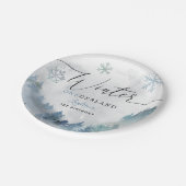 Assiettes En Carton Hiver ONE derland Blue Snowy Mountain Anniversaire (Angle)