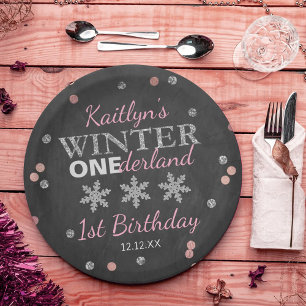 Assiettes En Carton Hiver ONE derland Chalkboard 1er anniversaire