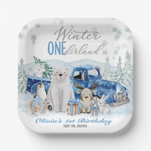 Assiettes En Carton Hiver One-derland Garçon Animal Arctique 1er Anniv