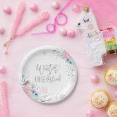 Assiettes En Carton Hiver ONE derland Parties scintillant d'argent ros (Fête)