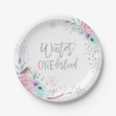 Assiettes En Carton Hiver ONE derland Parties scintillant d'argent ros (Devant)