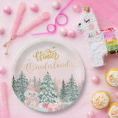 Assiettes En Carton Hiver ONE derland Snowman Girl 1er anniversaire ro (Fête)