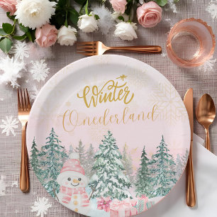 Assiettes En Carton Hiver ONE derland Snowman Girl 1er anniversaire ro