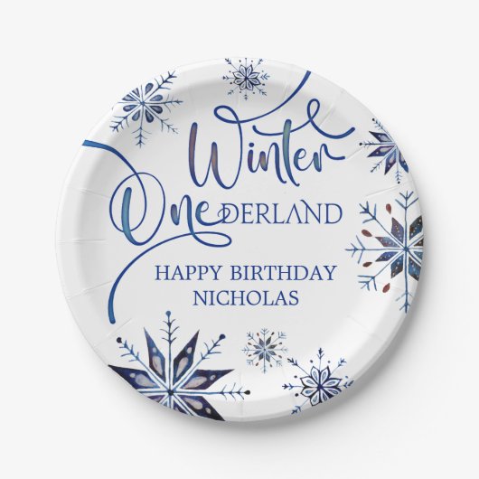 Assiettes En Carton Hiver Onederland 1er anniversaire (Devant)