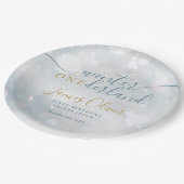 Assiettes En Carton Hiver Onederland 1er anniversaire Bleu et or (Angle)