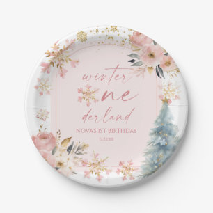 Assiettes En Carton Hiver Onederland Flocon de neige 1ère fête d'anniv