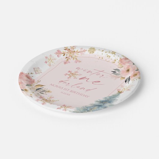 Assiettes En Carton Hiver Onederland Flocon de neige 1ère fête d'anniv (Angle)